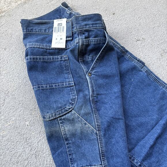 Vintage Y2K Lee Carpenter Jeans Women 3 Dungaree Loose Baggy Fit Skate 28x32 - Picture 11 of 11